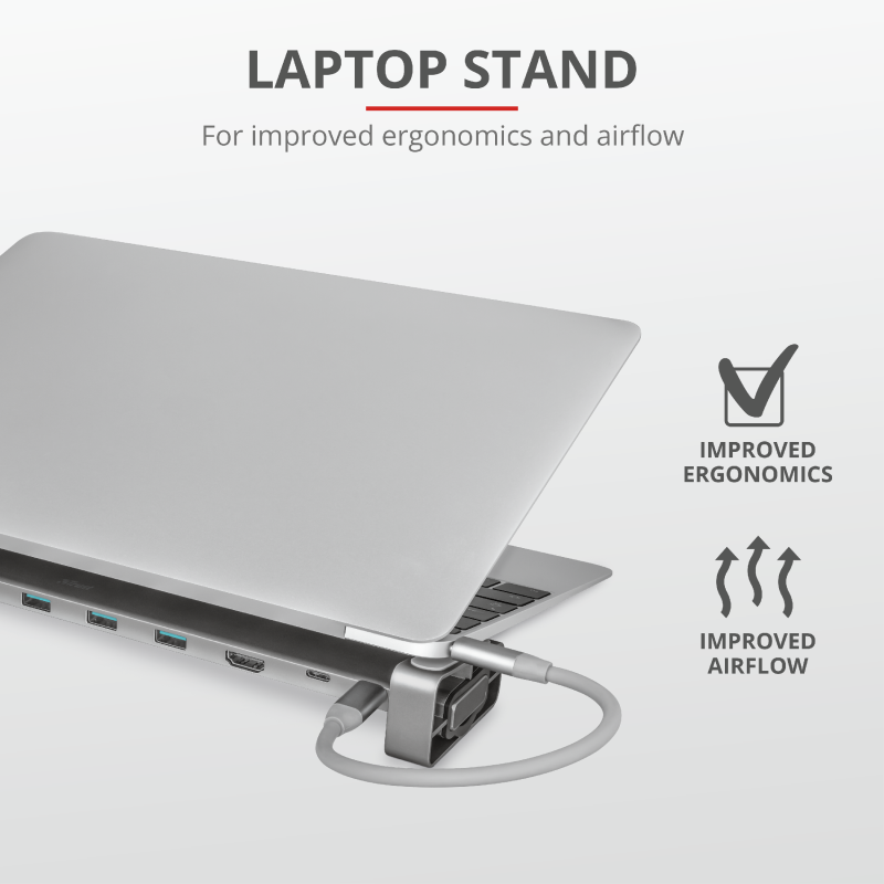 Hub USB Trust Dalyx, USB-C, 10 porturi, HDMI, RJ-45, Argintiu - imagine 10