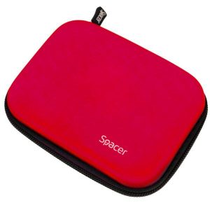 Husa Spacer pentru HDD/SSD 2.5", buzunar intern plasa, rosu