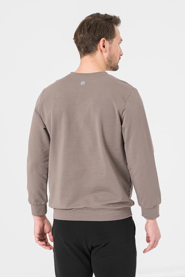 BLUZA COTON CASUAL BARBATI TAUPE-S - imagine 4