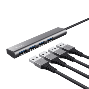 Hub USB Trust Halyx USB-A, 4 porturi, Argintiu