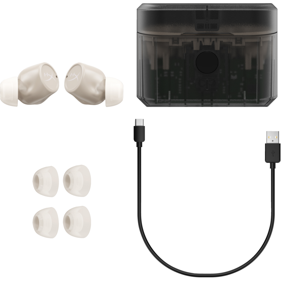 Casti In-ear HyperX Cirro Buds Pro, Wireless, noise-canceling, Bej - imagine 4