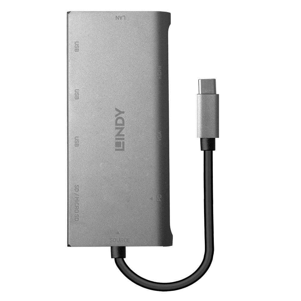 Hub USB Lindy DST-Mini Plus, USB-C, 7 porturi, HDMI, RJ-45, - imagine 3