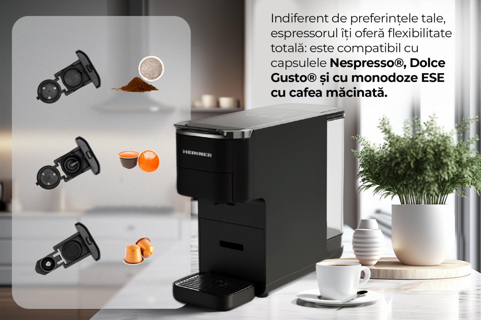 ESPRESSOR CU CAPSULE HEINNER CAFE SUPREME HEMC-DD15BK - imagine 10