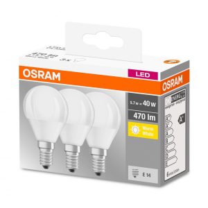 3 Becuri LED Osram Base Classic B, E14, 4.9W (40W),