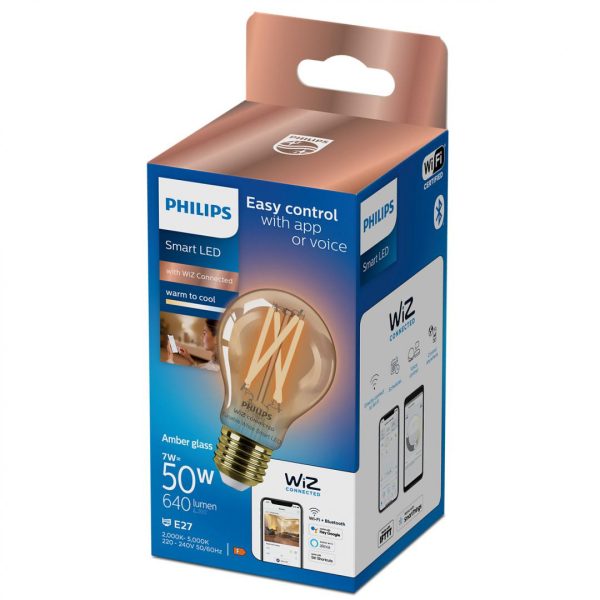 Bec LED inteligent vintage (decorativ) Philips Filament Bulb Amber A60