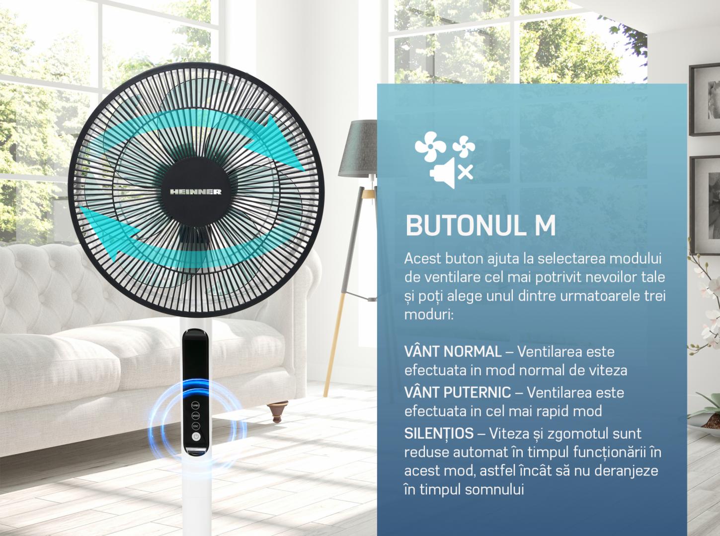 VENTILATOR CU PICIOR HEINNER HMSF-9BK - imagine 9