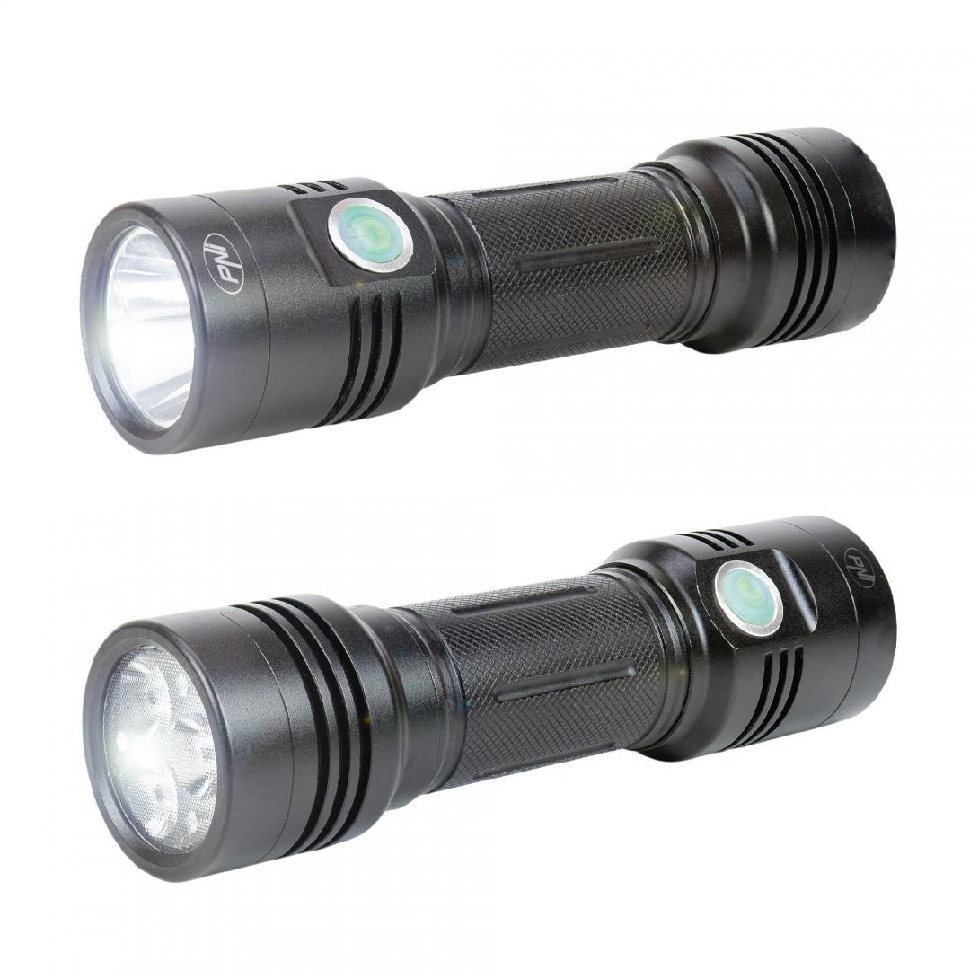 Lanterna dubla PNI Adventure F200 din aluminiu cu LED, acumulator - imagine 7