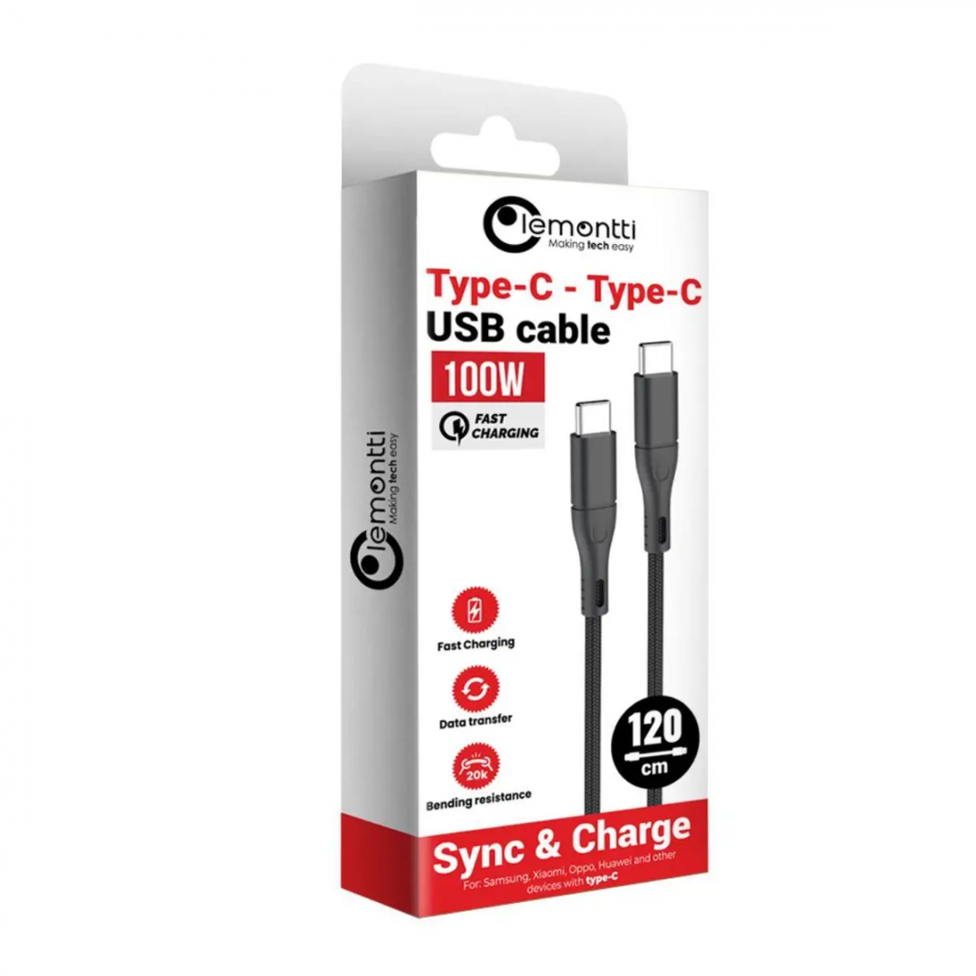 Cablu Lemontti Super Fast Charge Type-C la Type-C, PD 100W, - imagine 3