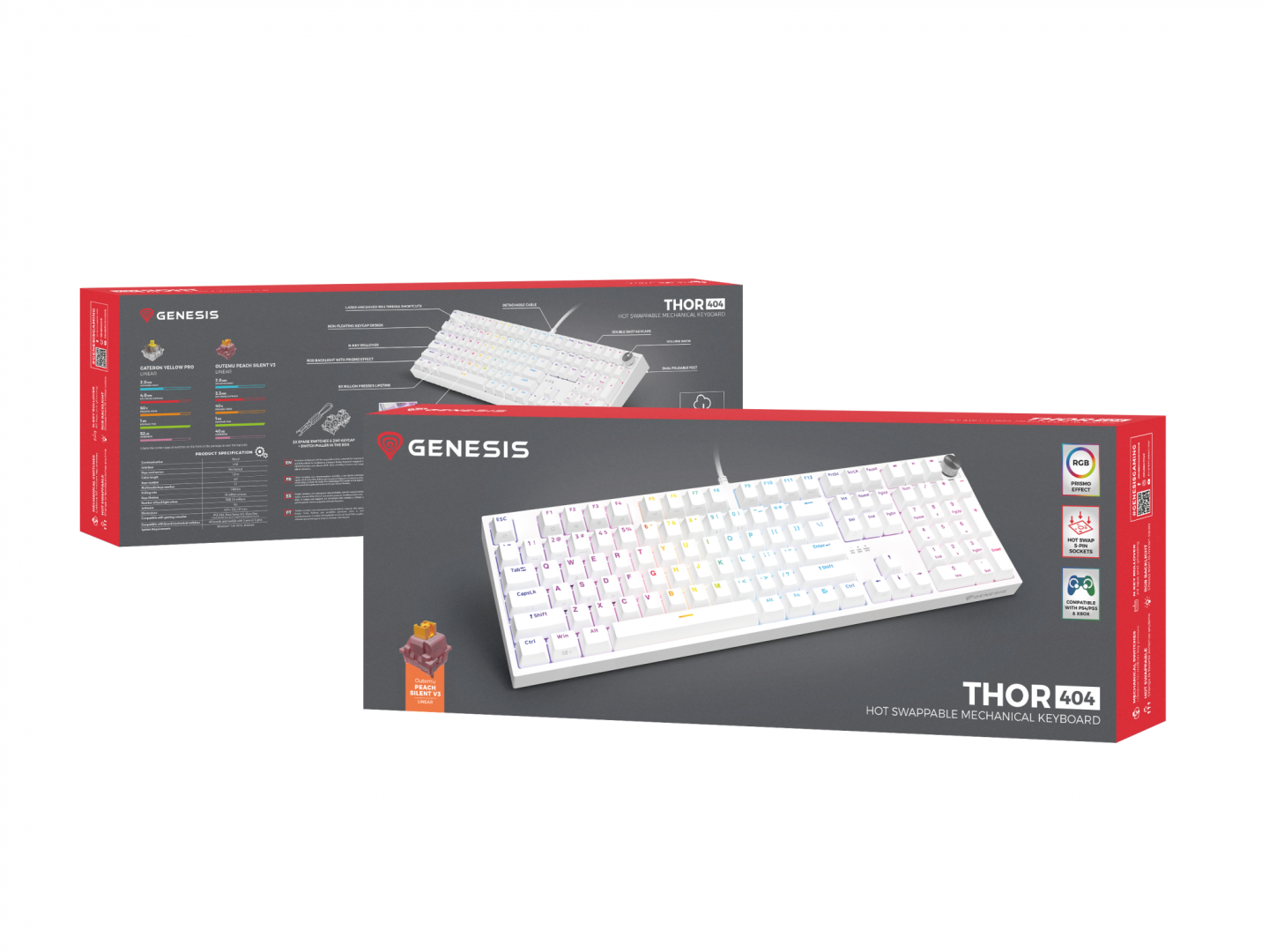 Tastatura Mecanica Gaming Genesis Thor 404, RGB, USB, Alb - imagine 10