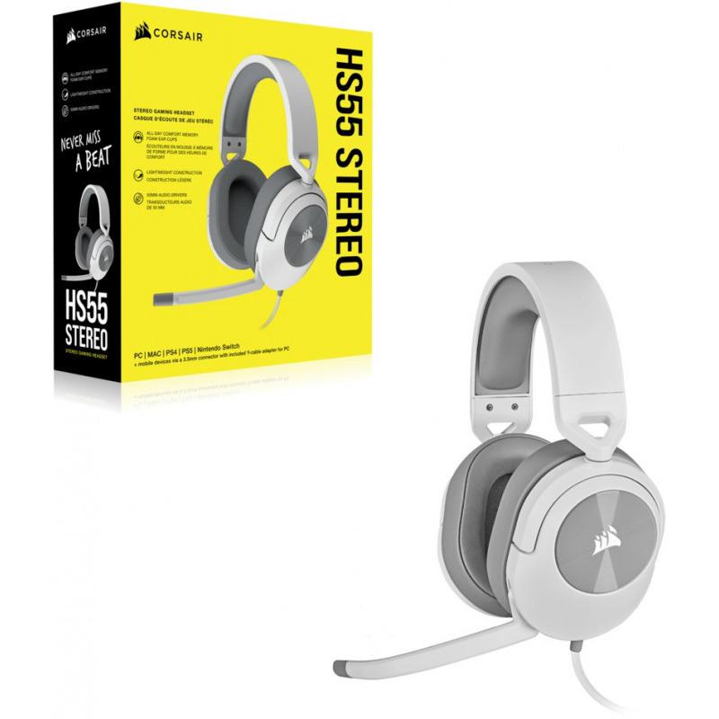 Casti Gaming Head-band Corsair HS55 STEREO, Wired, Alb - imagine 5