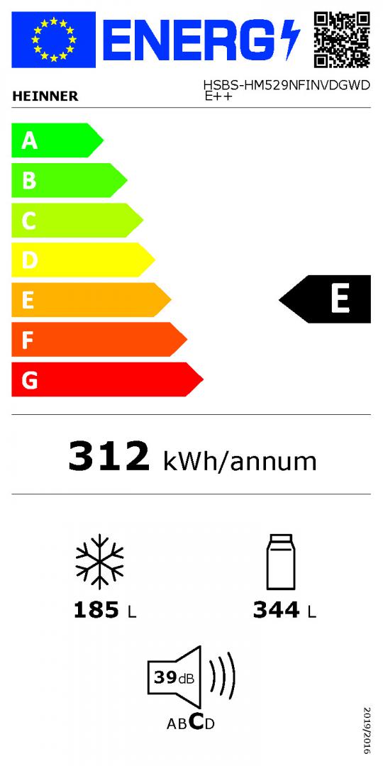 Side by Side HEINNER HSBS-HM529NFINVDGWDE++, No Frost, 529 L, Clasa - imagine 4
