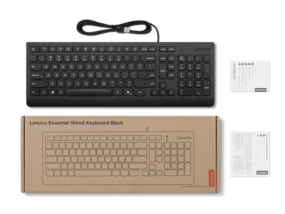 Tastatura LENOVO Essential, USB, Negru - imagine 4
