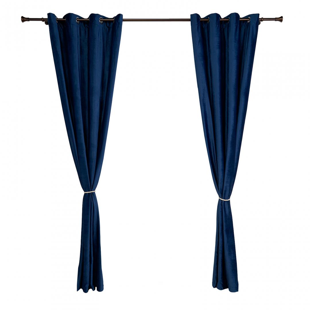 Set 2 draperii catifea 140x270 cm- Albastre - imagine 5