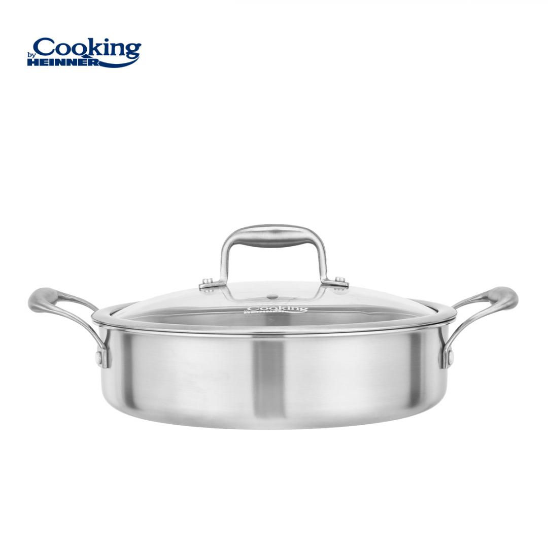 CRATITA INOX+CAPAC STICLA 26X7CM, 3.5L, ATOMIC3, COOKING BY HEINNER - imagine 3