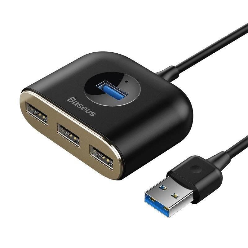 Hub USB BASEUS Square round 4-in-1, USB-C, 4 porturi, Negru - imagine 3