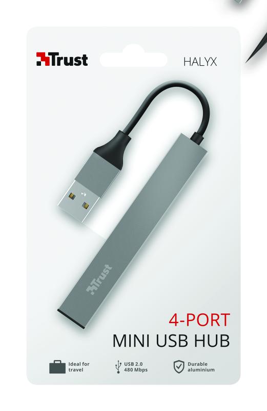 Hub USB Trust Halyx USB-A, 4 porturi, Argintiu - imagine 9