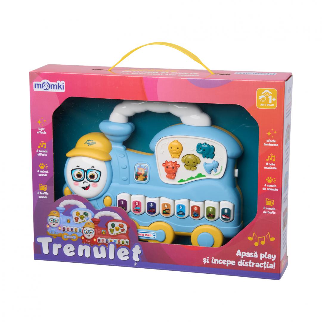 JUCARIE TRENULET CU LUMINI SI SUNETE, ALBASTRU, MOMKI - imagine 4