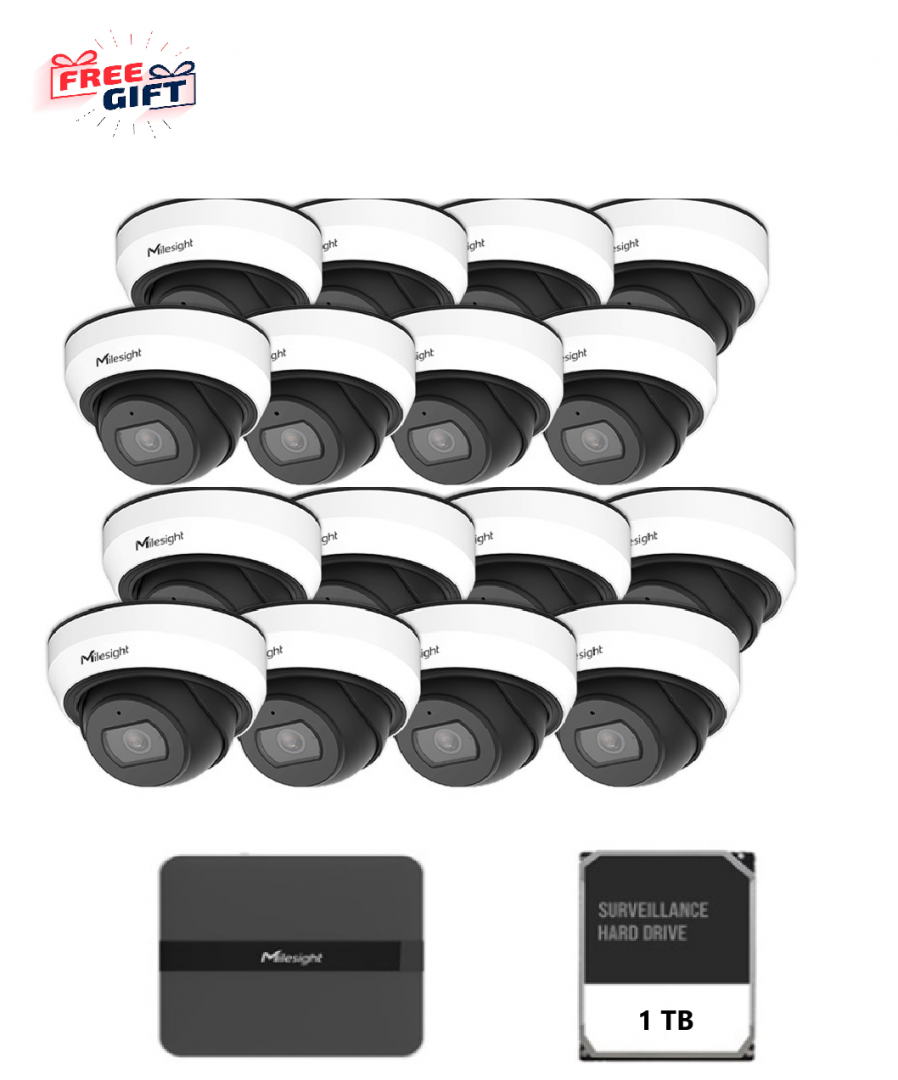 Kit supraveghere video Milesight 16 camere Dome MS-C2973-PD + 1