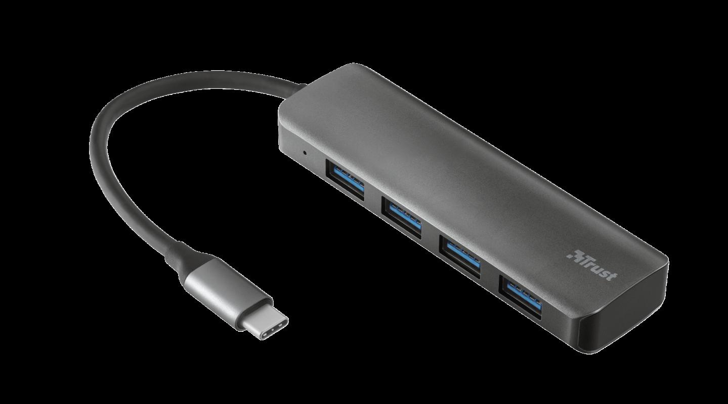Hub USB Trust Halyx, USB-A, 4 porturi, Negru