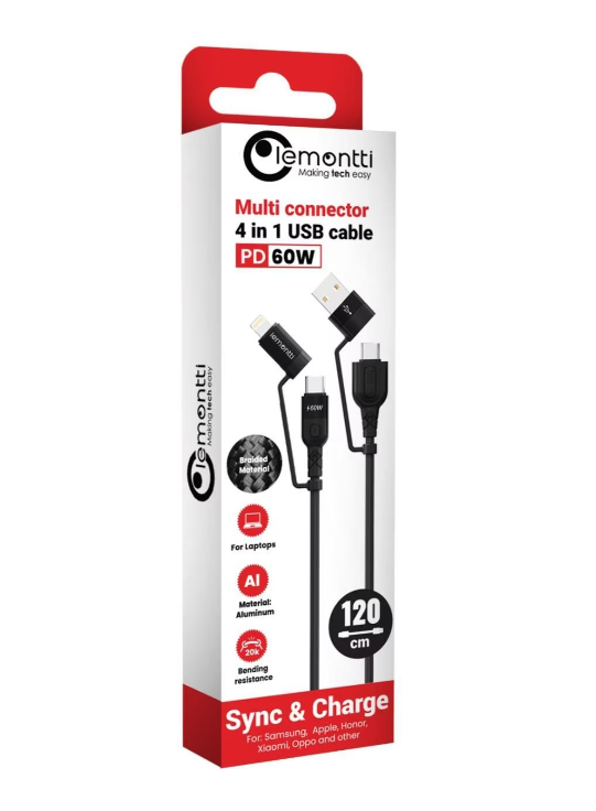 Cablu Audio Lemontti USB A&C-USB-C, material: Aliaj aluminiu, Nailon impletit, - imagine 3