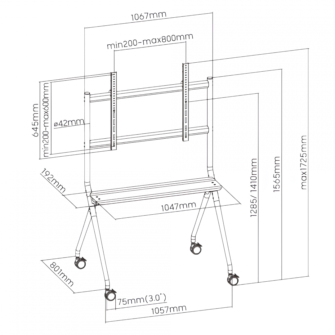 Stand TV mobil Serioux TV15068FW, compatibilitate dimensiune ecran 50"-86, - imagine 10