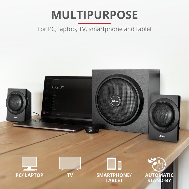 Sistem audio Trust Yuri 2.1, 60W, negru - imagine 7
