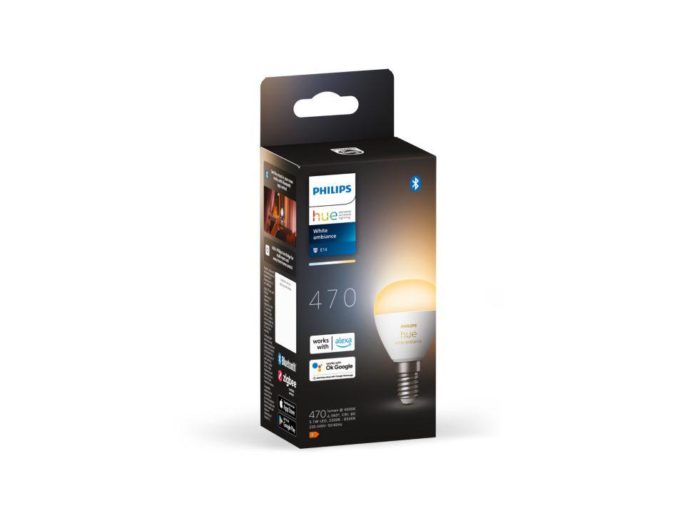 Bec LED inteligent Philips Hue P45, Bluetooth, E14, 5.1W, 470