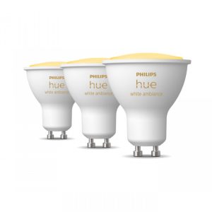 3 Becuri LED inteligente Philips Hue Spot, Bluetooth, GU10, 5W,