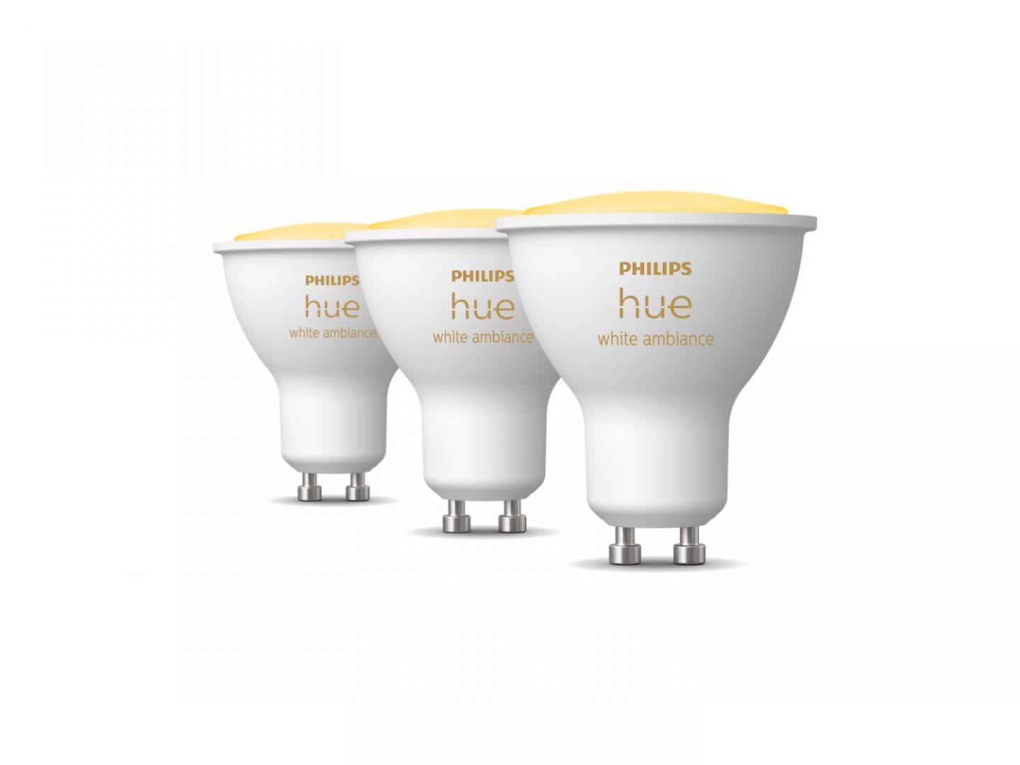 3 Becuri LED inteligente Philips Hue Spot, Bluetooth, GU10, 5W,