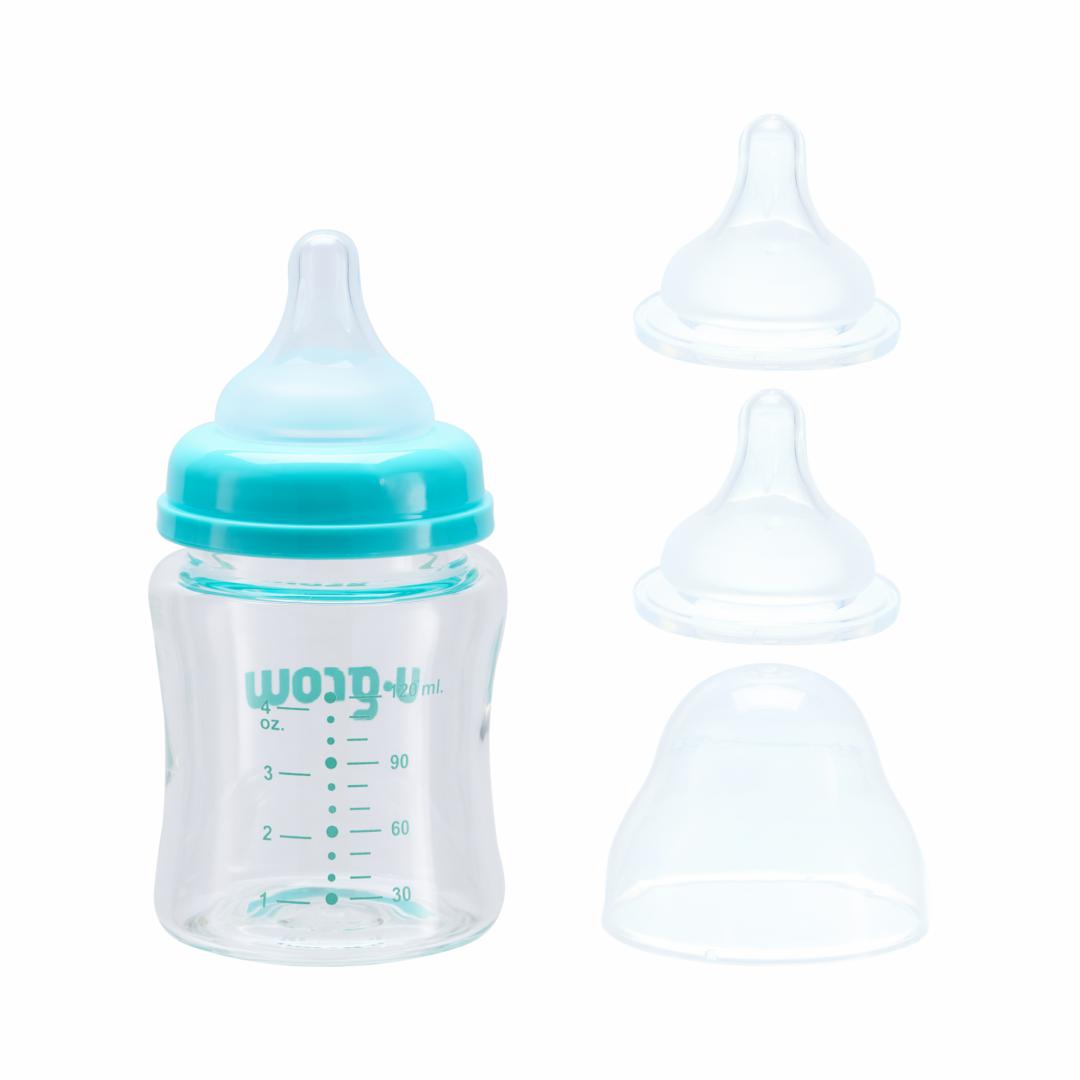 Biberon de sticla 120 ml+2 tetine extra, U-Grow - imagine 4