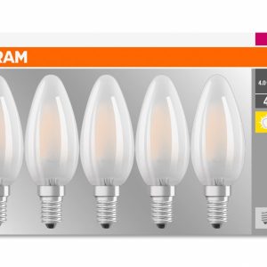 5 Becuri LED Osram Base Classic B, E14, 4W (40W),