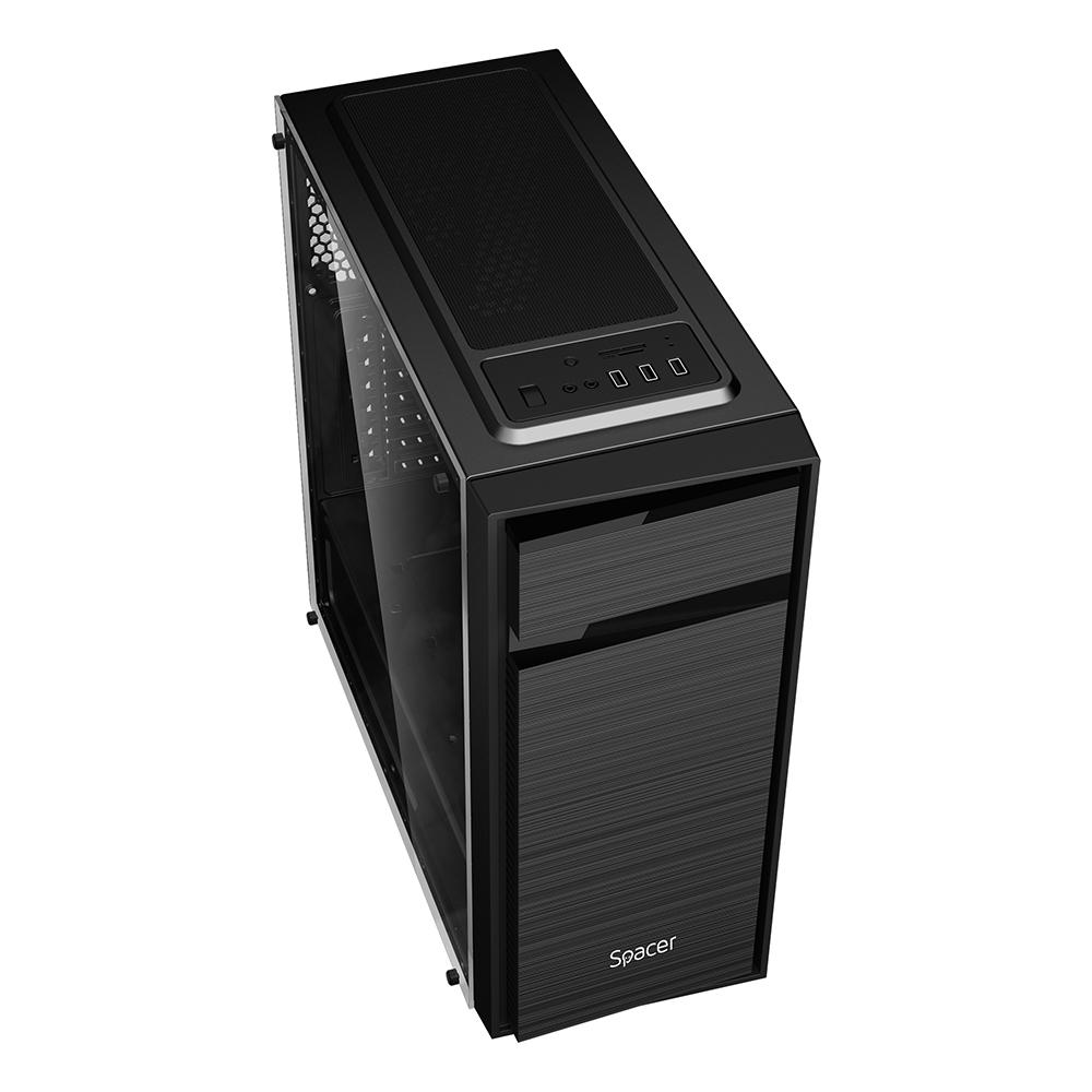 Carcasa SPACER SPCS-GC-TOP-GLASS, Mid Tower, Black - imagine 3