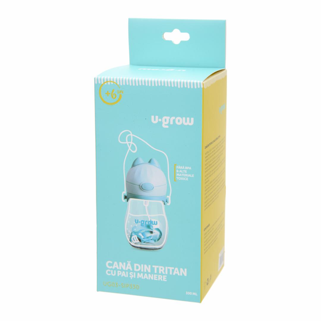 Cana cu pai si curea, tritan 330 ml, U-Grow - imagine 6