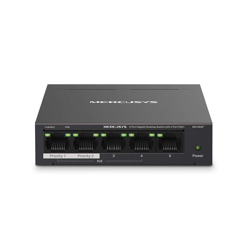 MERCUSYS DESKTOP SWITCH 5PORT MS105GP POE, Interfata: 5 x 5×