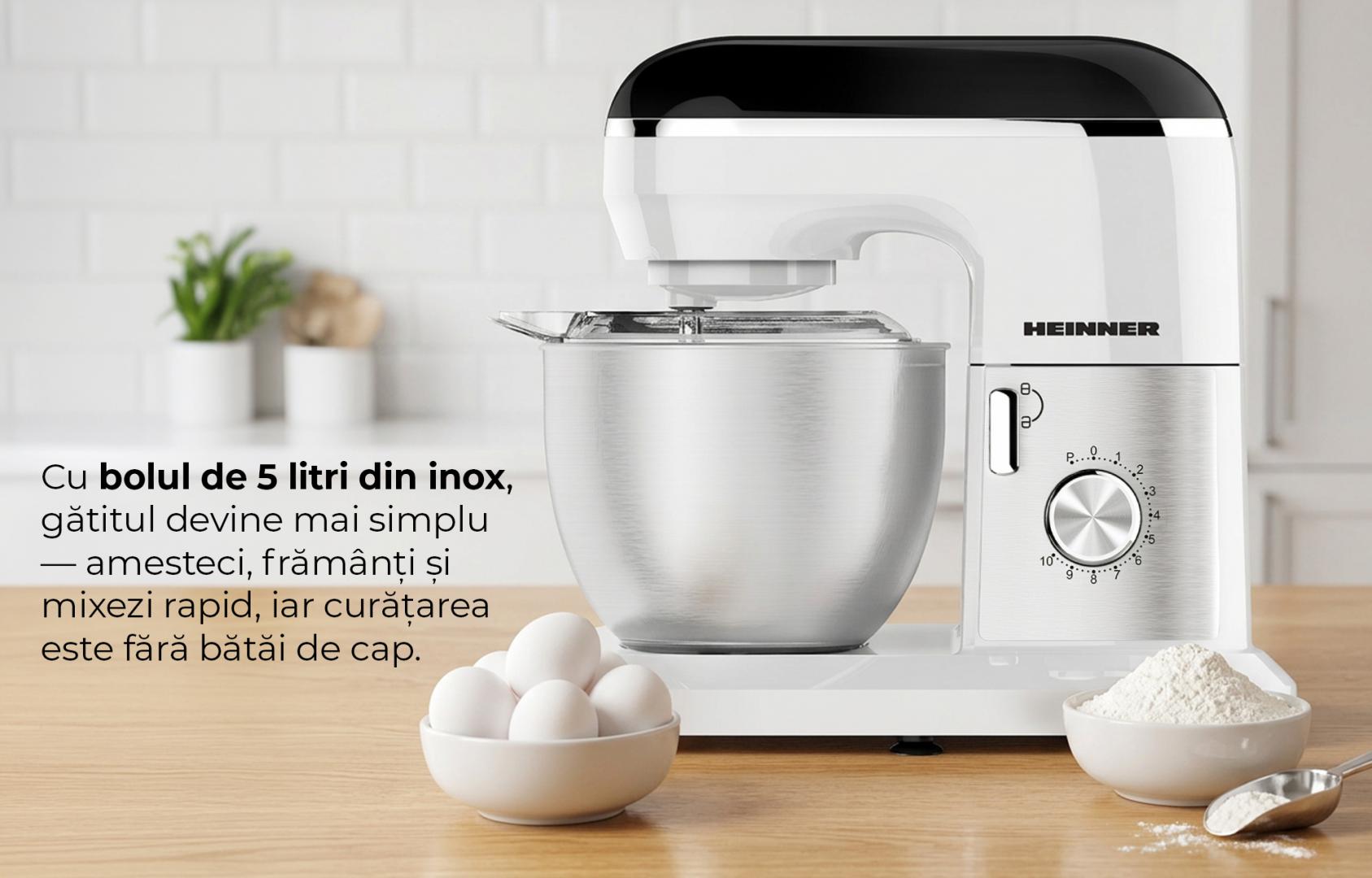 Mixer planetar Heinner GalaxyGourmet HPM-1010WHBK - imagine 7