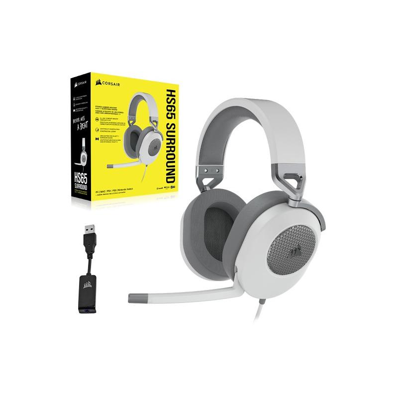 Casti Gaming Head-band Corsair HS65 SURROUND, Wired, Alb - imagine 5