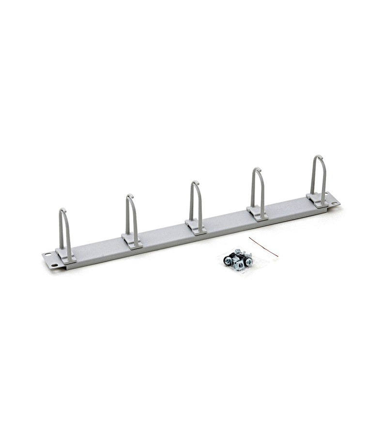 Organizator cabluri 19", 1U, 5 inele de plastic mari 40x83mm