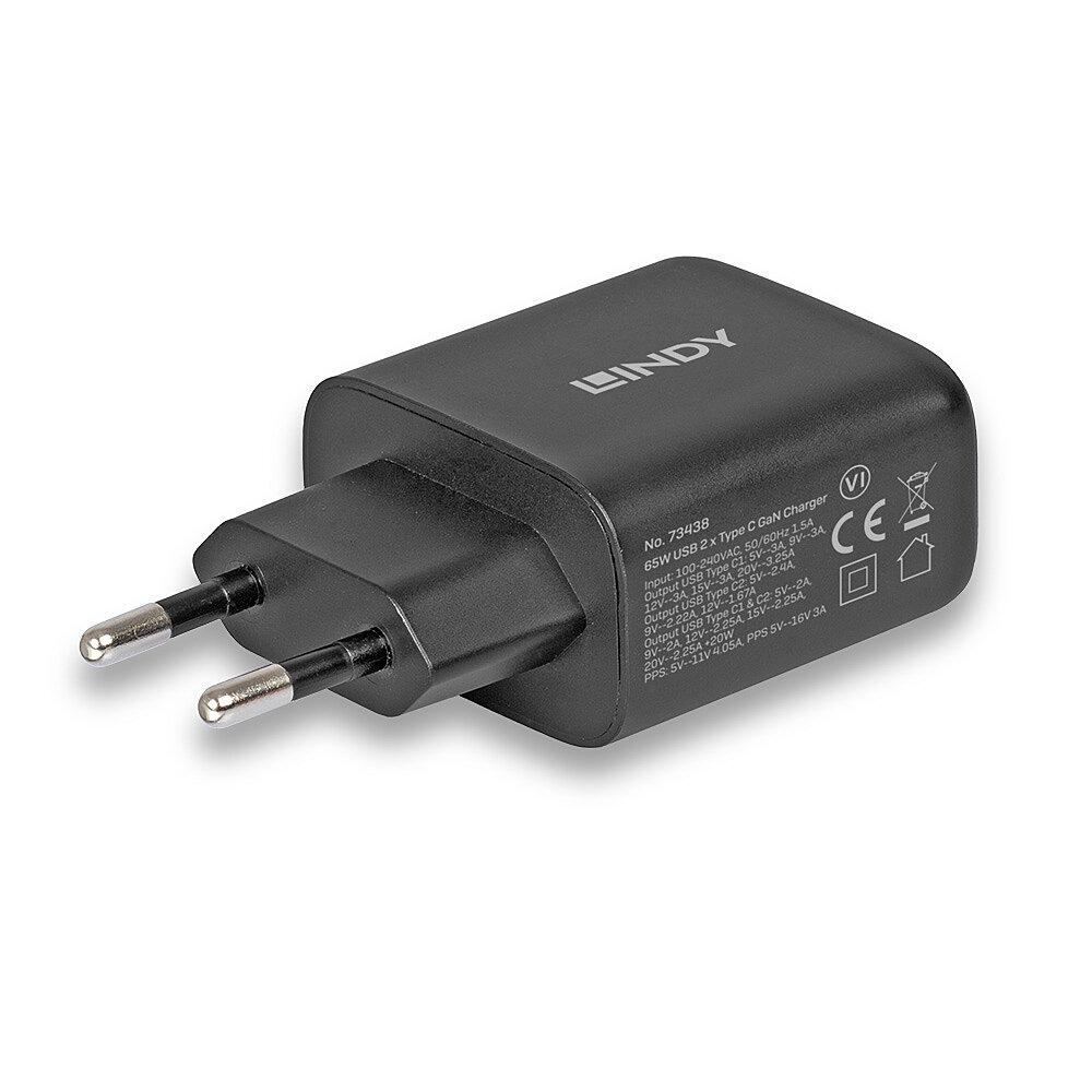 Incarcator Lindy 2x USB Type-C GaN 65W - imagine 4