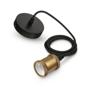 Pendul Philips Classic Gold, E27, max. 40W, textil/Metal, IP20, Ø169mm