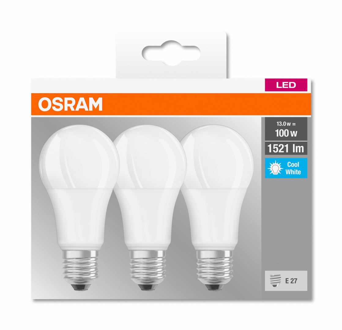 3 Becuri LED Osram Base Classic A, E27, 13W (100W),
