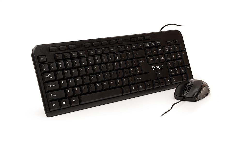 Kit Wired tastatura si mouse SPACER SPDS-1691, taste numerice, negru