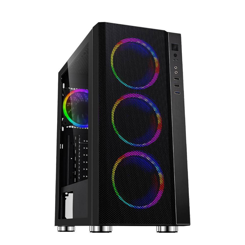 Carcasa SPACER SPCS-GC-RAINBOW, RGB, Mid Tower, Black