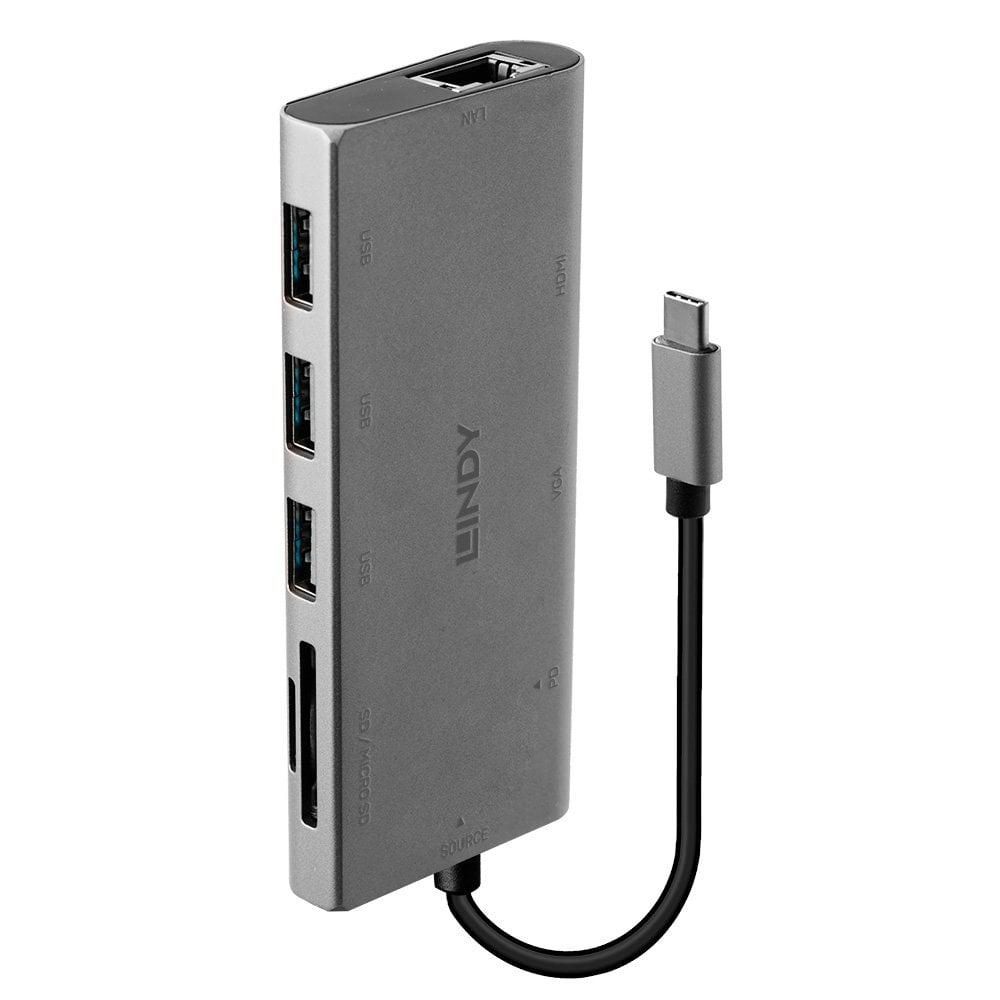 Hub USB Lindy DST-Mini Plus, USB-C, 7 porturi, HDMI, RJ-45, - imagine 4