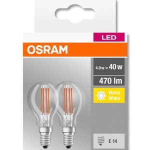 2 Becuri LED Osram Base Classic P, E14, 4W (40W),